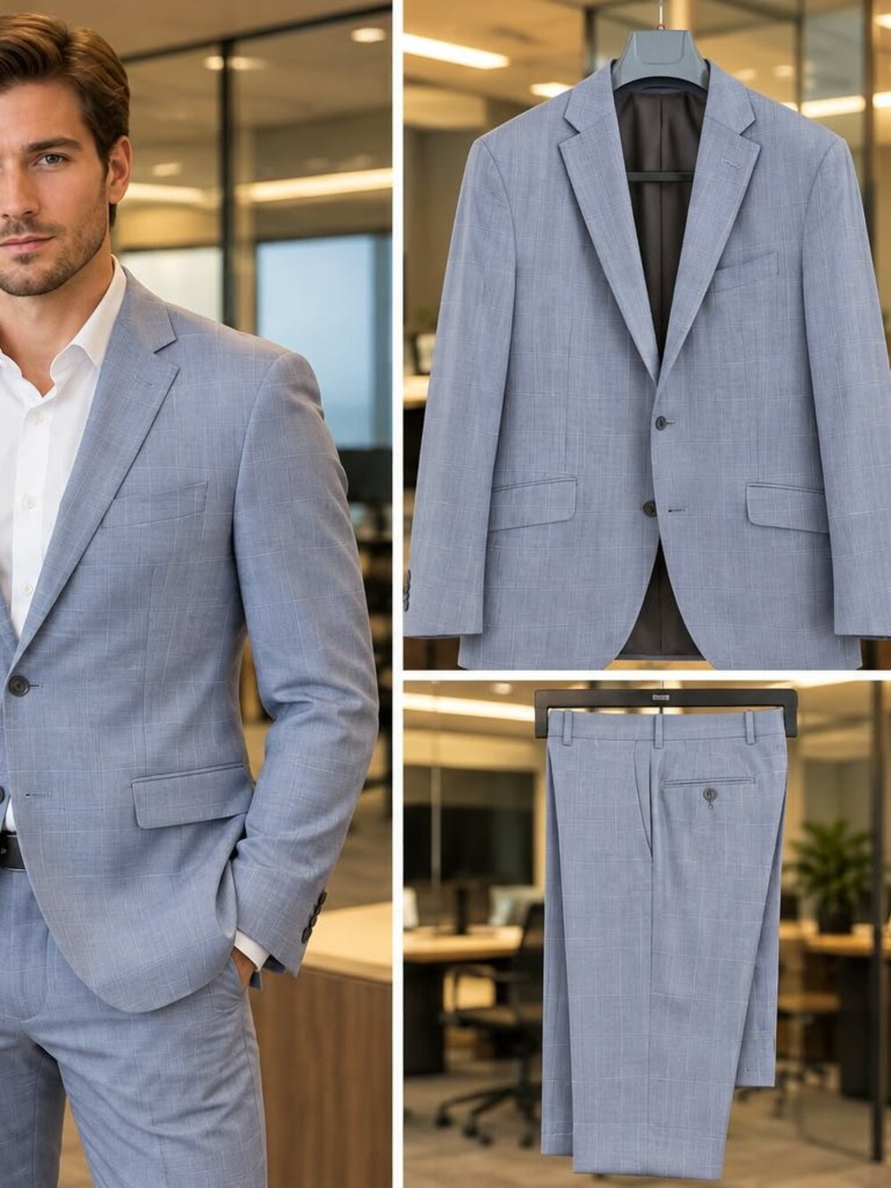 Mens Kenneth Cole Reaction Gray 2pc Suit 40S 33W Techni-cole Rayon Spandex Poly